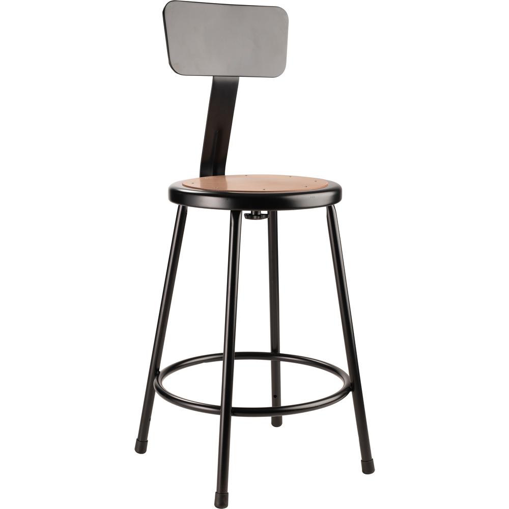 NPS® 24"Heavy Duty Steel Stool With Backrest, Black. The main picture.