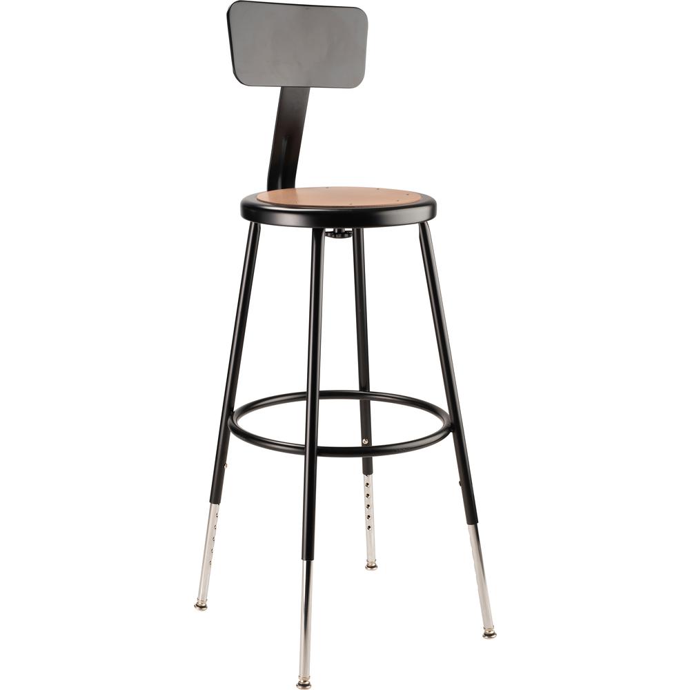 NPS® 25"-33" Height Adjustable Heavy Duty Steel Stool With Backrest, Black. Picture 1