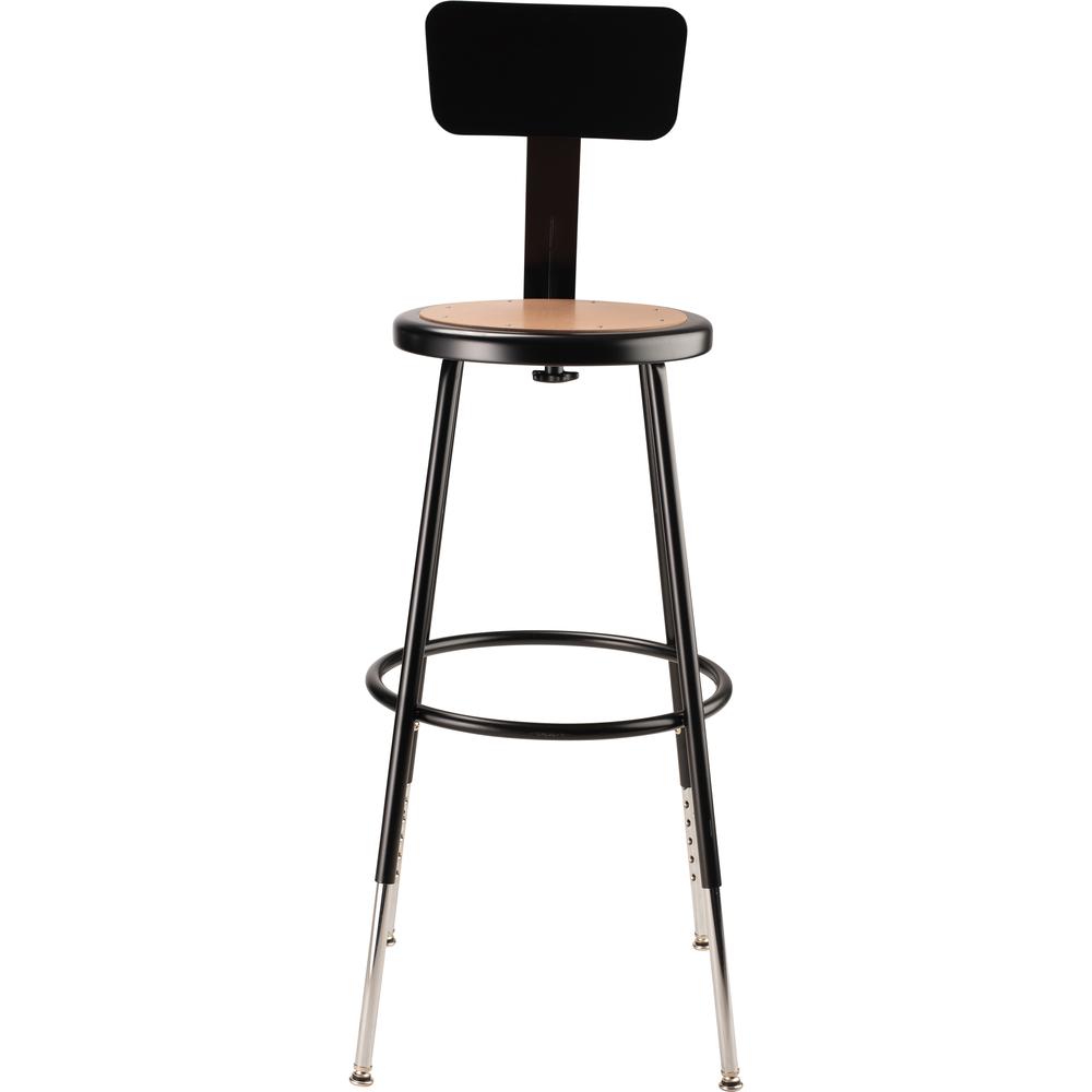 NPS® 25"-33" Height Adjustable Heavy Duty Steel Stool With Backrest, Black. Picture 2