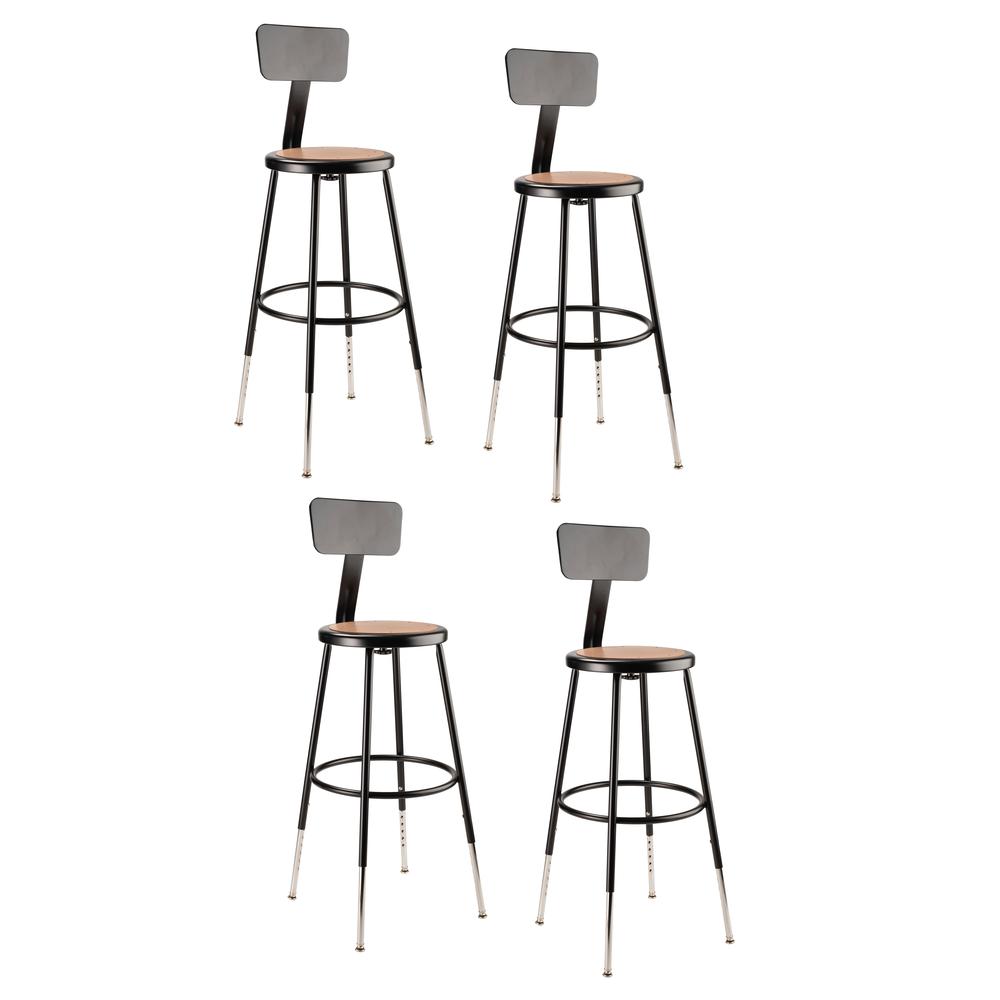 NPS® 25"-33" Height Adjustable Heavy Duty Steel Stool With Backrest, Black. Picture 4