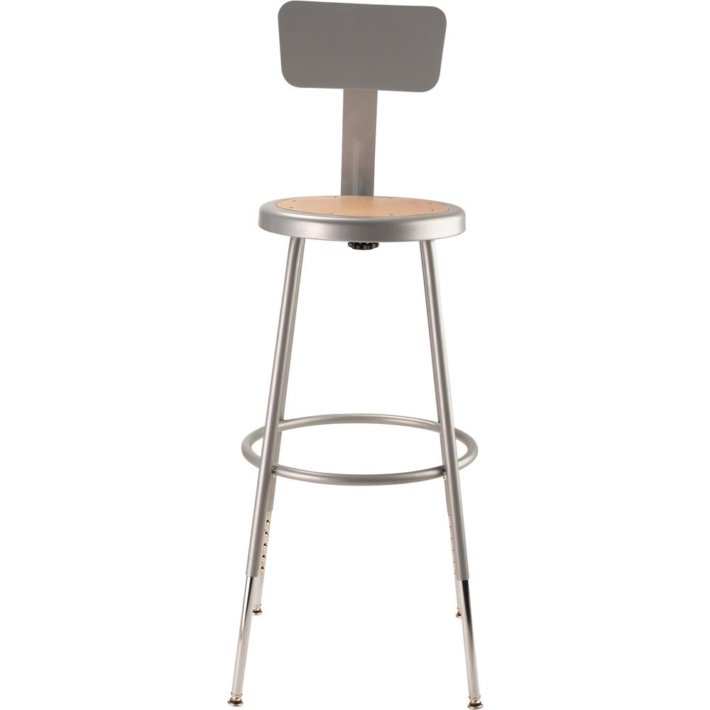 NPS® 25"-33" Height Adjustable Heavy Duty Steel Stool With Backrest, Grey. Picture 2