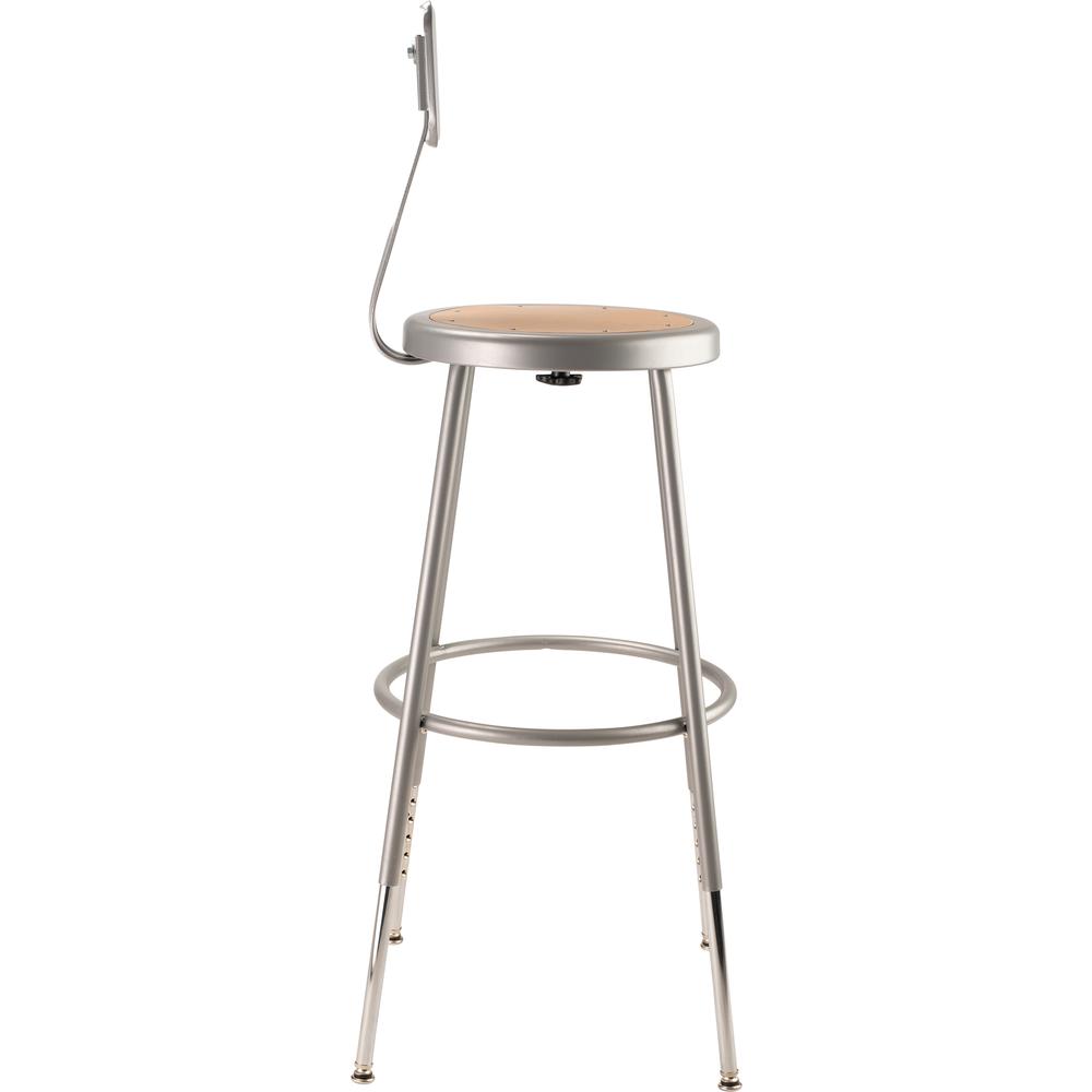 NPS® 25"-33" Height Adjustable Heavy Duty Steel Stool With Backrest, Grey. Picture 3