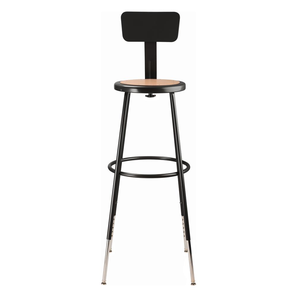 NPS® 32 -39" Height Adjustable Heavy Duty Steel Stool With Backrest, Black. Picture 2