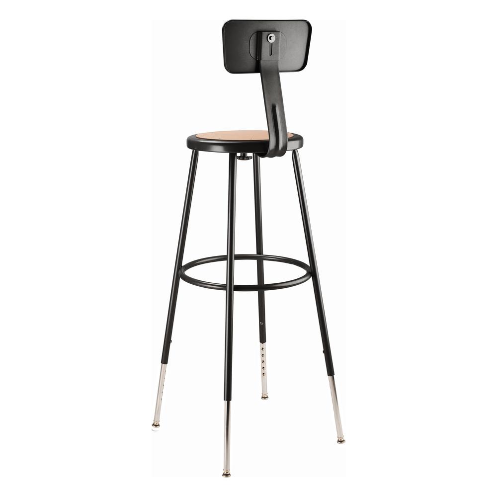 NPS® 32 -39" Height Adjustable Heavy Duty Steel Stool With Backrest, Black. Picture 4