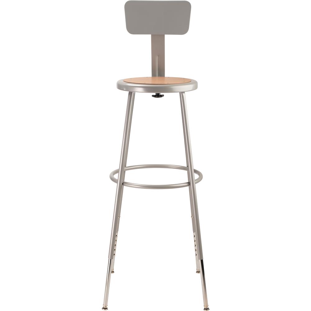 NPS® 32"-39" Height Adjustable Heavy Duty Steel Stool With Backrest, Grey. Picture 2