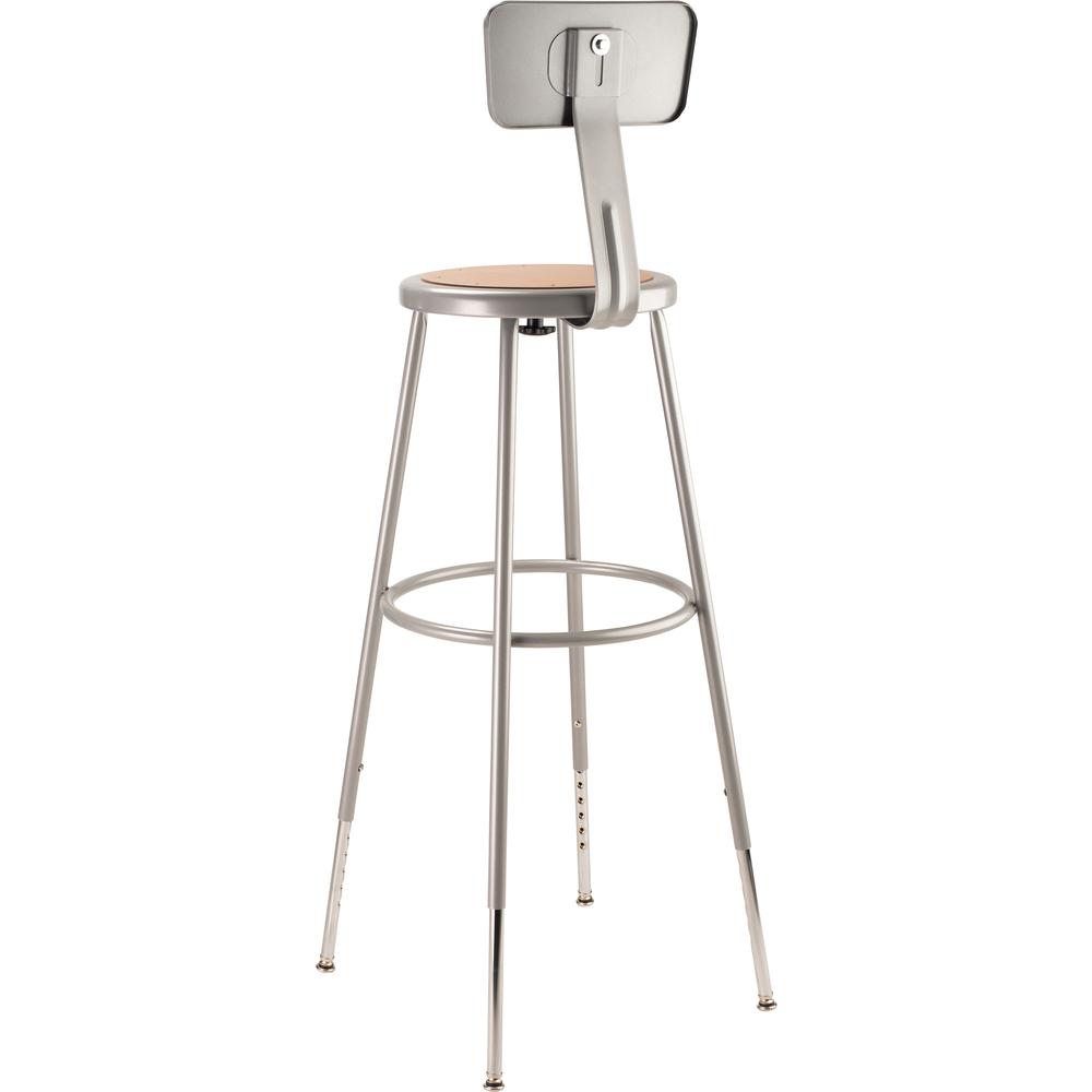 NPS® 32"-39" Height Adjustable Heavy Duty Steel Stool With Backrest, Grey. Picture 4