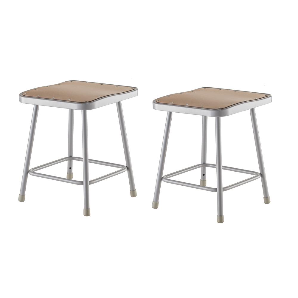 (2 Pack) NPS® 18" Heavy Duty Square Seat Steel Stool, Grey. Picture 1
