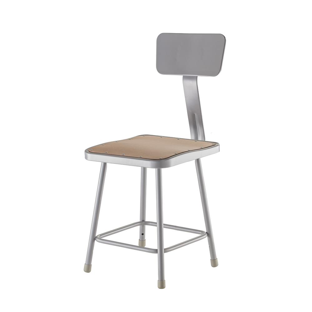 NPS® 18" Heavy Duty Square Seat Steel Stool With Backrest, Grey. Picture 2