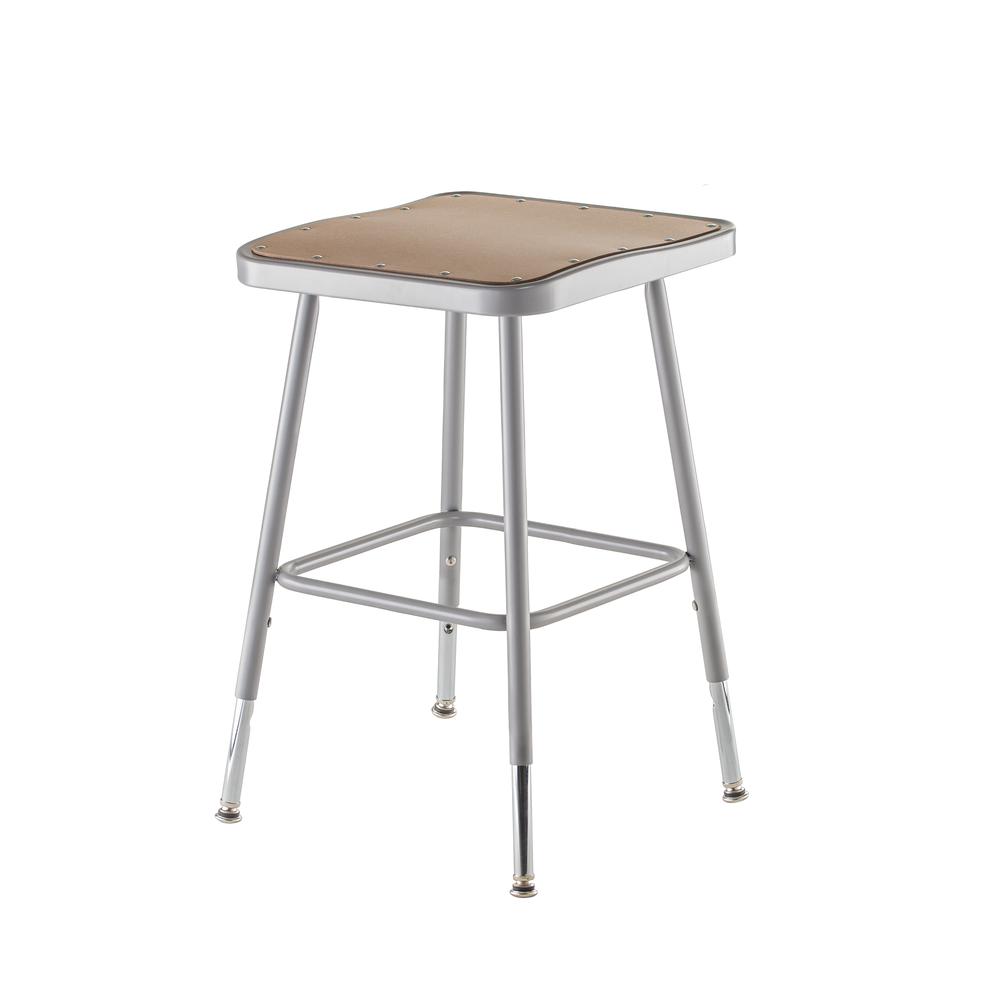 NPS® 19"-27" Height Adjustable Heavy Duty Square Seat Steel Stool, Grey. Picture 2