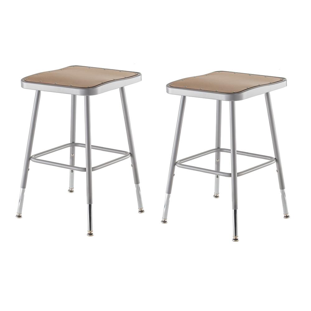NPS® 19"-27" Height Adjustable Heavy Duty Square Seat Steel Stool, Grey. Picture 1