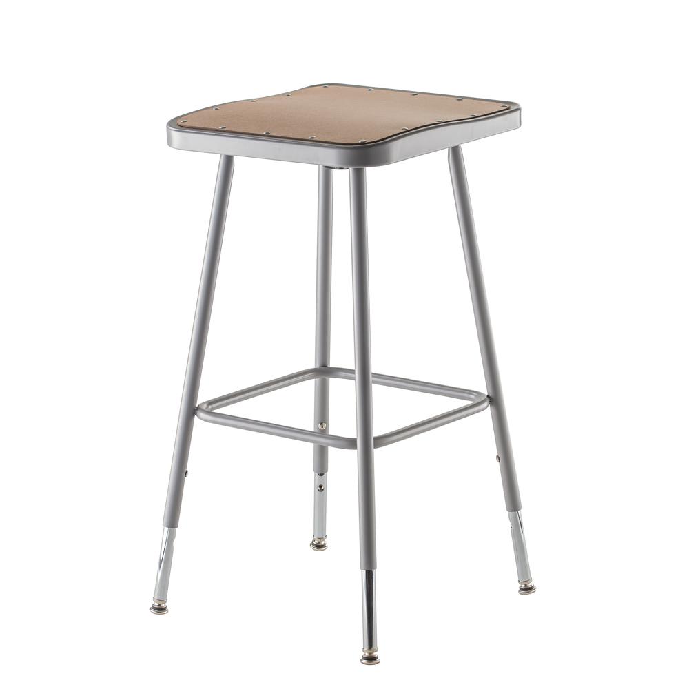 NPS® 25"-33" Height Adjustable Heavy Duty Square Seat Steel Stool, Grey. Picture 2