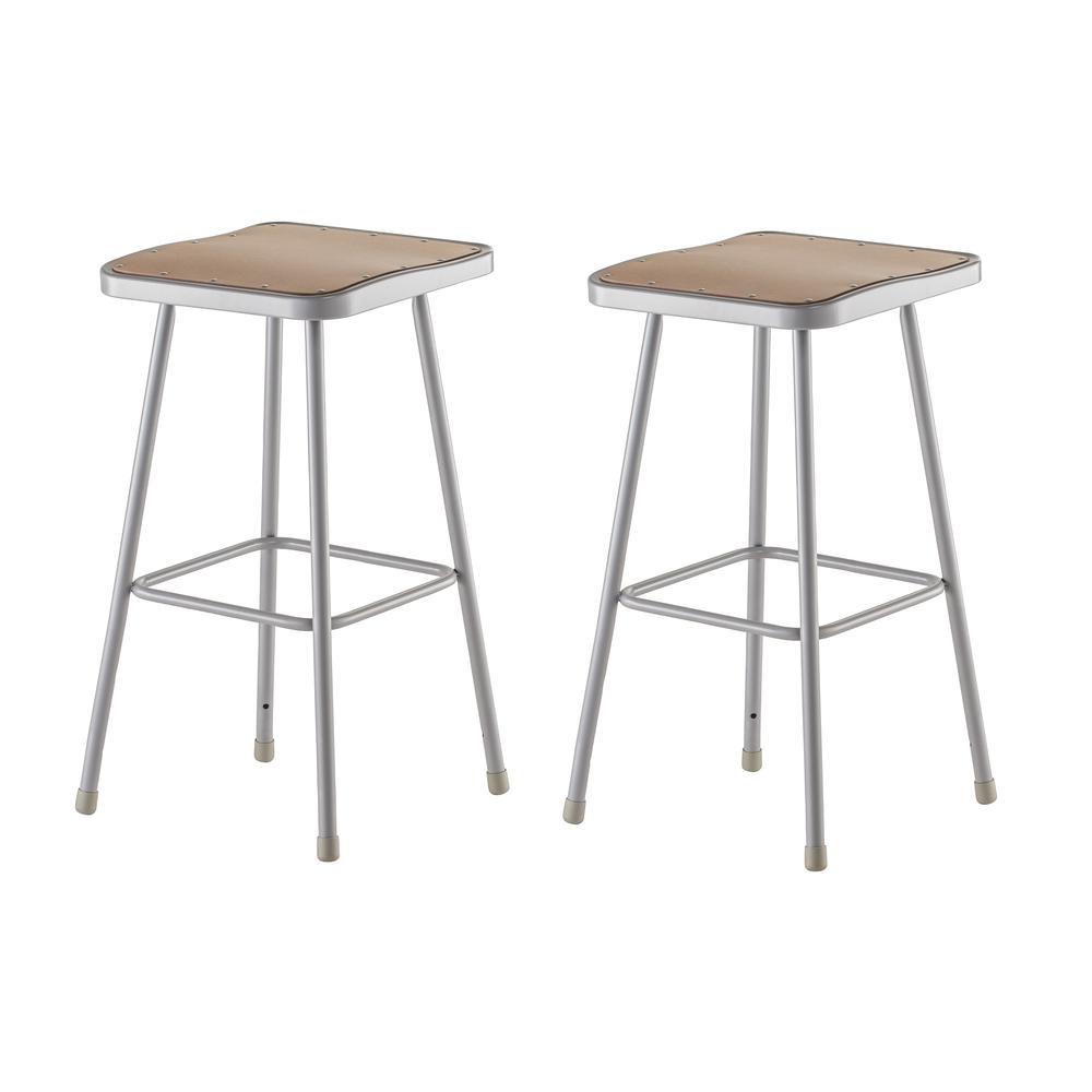 (2 Pack) NPS® 30" Heavy Duty Square Seat Steel Stool, Grey. Picture 1