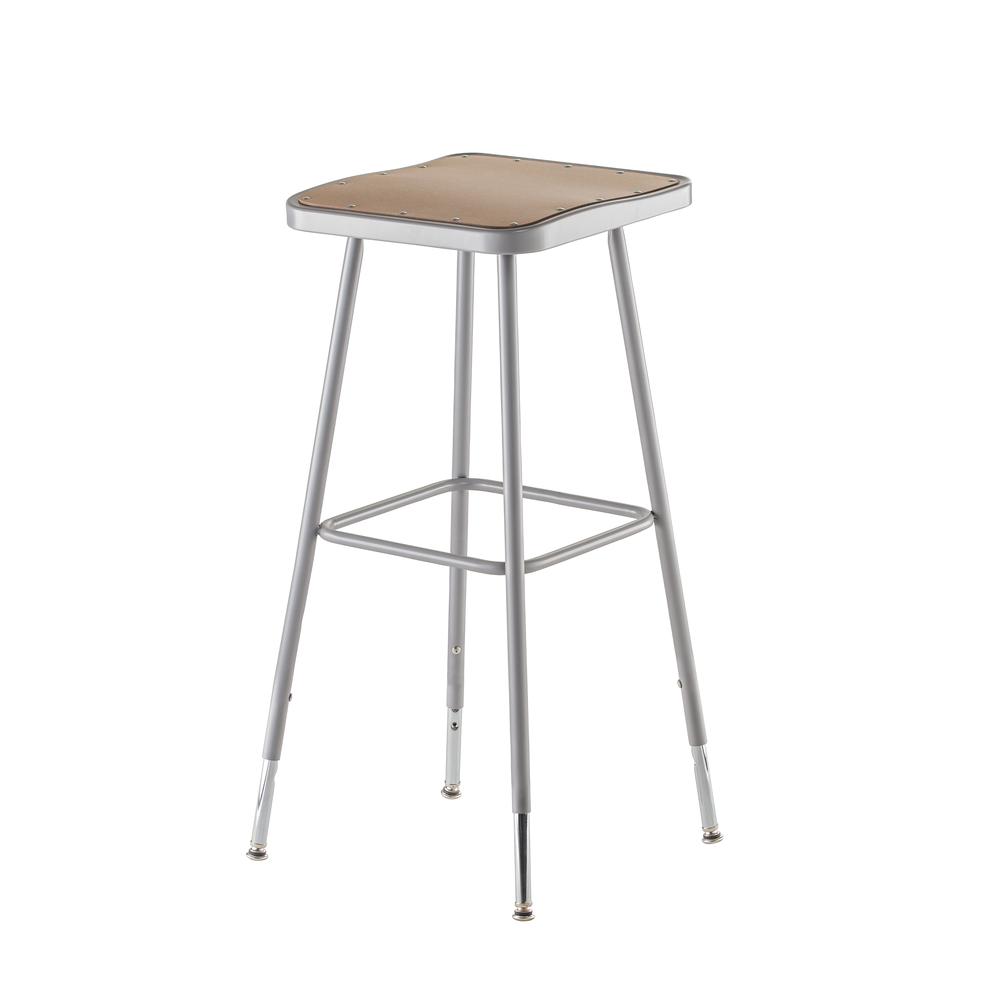 NPS® 32"-39" Height Adjustable Heavy Duty Square Seat Steel Stool, Grey. Picture 2