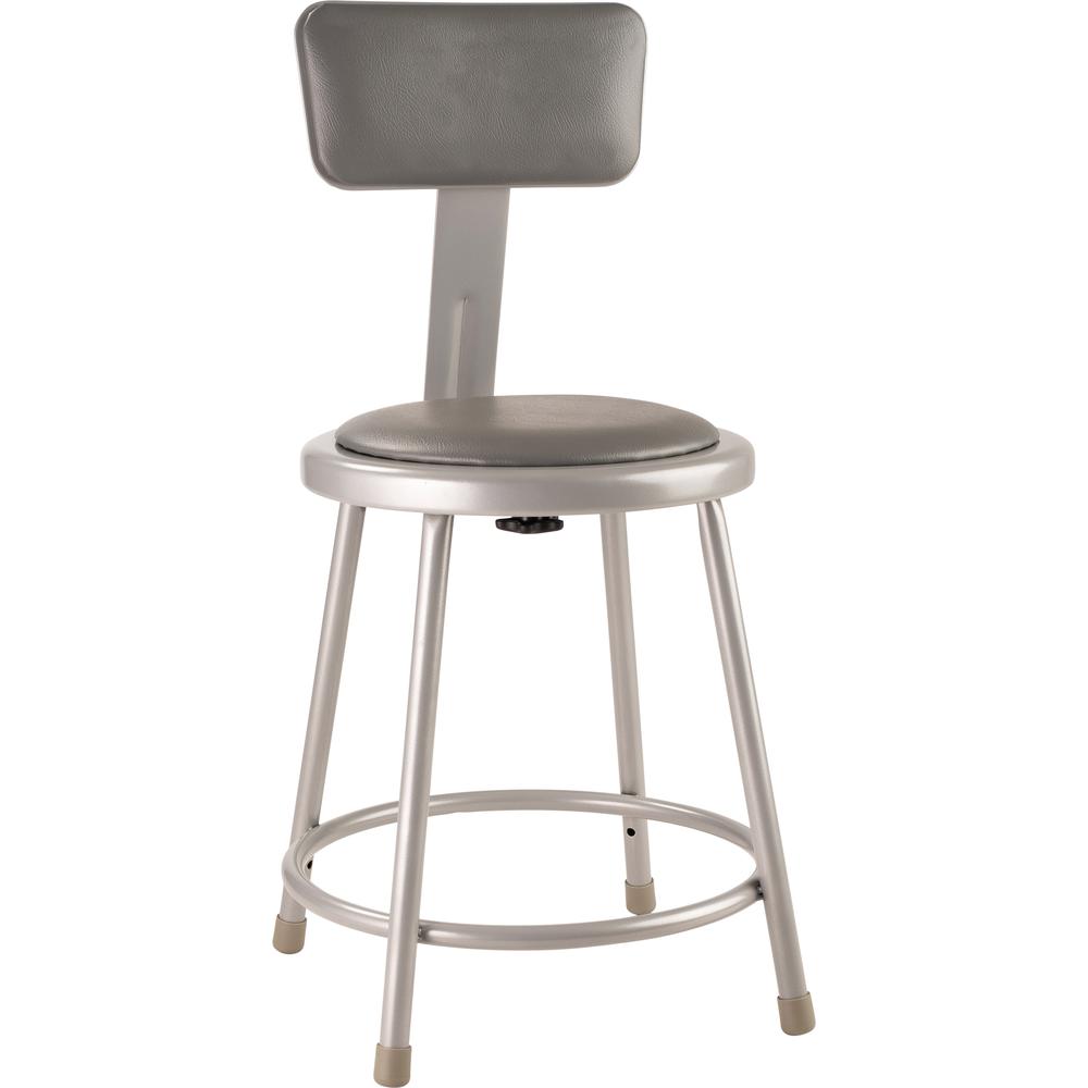NPS® 18"Heavy Duty Vinyl Padded Steel Stool With Backrest, Grey. The main picture.