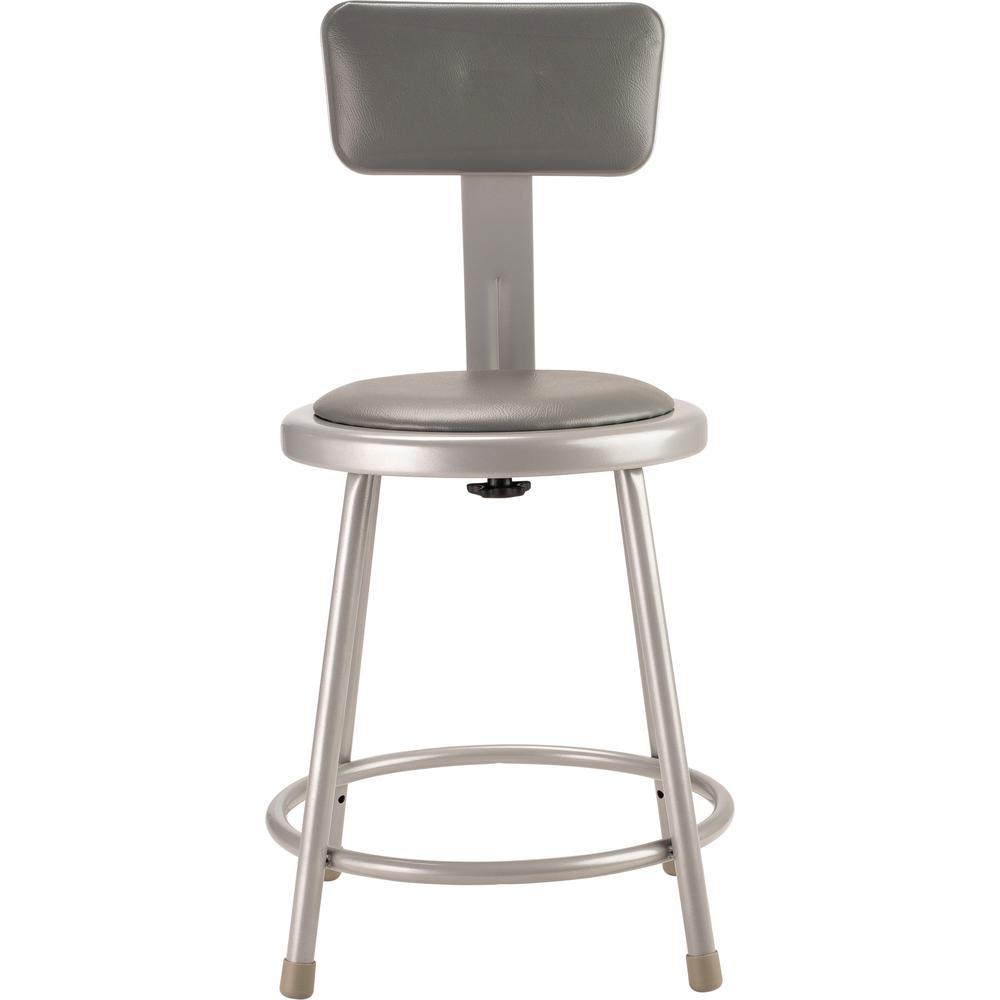 (5 Pack) NPS® 18"Heavy Duty Vinyl Padded Steel Stool With Backrest, Grey. Picture 3