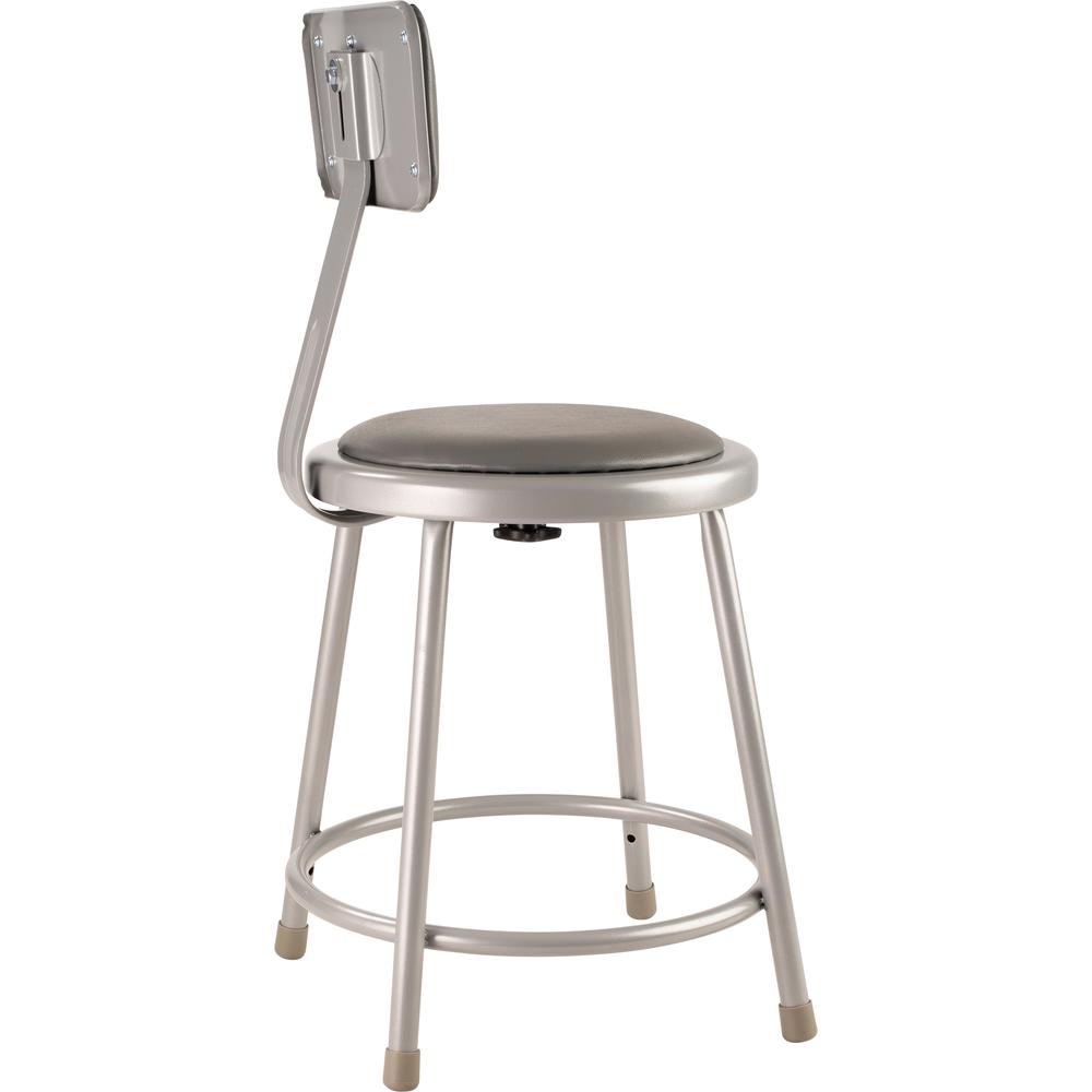 (5 Pack) NPS® 18"Heavy Duty Vinyl Padded Steel Stool With Backrest, Grey. Picture 5