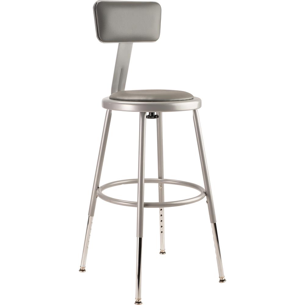 NPS® 19"-27" Height Adjustable Heavy Duty Vinyl Padded Steel Stool With Backrest, Grey. Picture 1