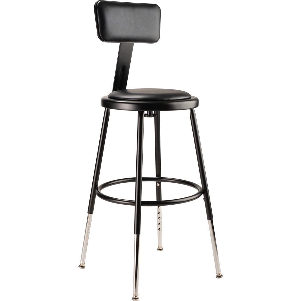 NPS® 19"-27" Height Adjustable Heavy Duty Vinyl Padded Steel Stool With Backrest, Black. The main picture.