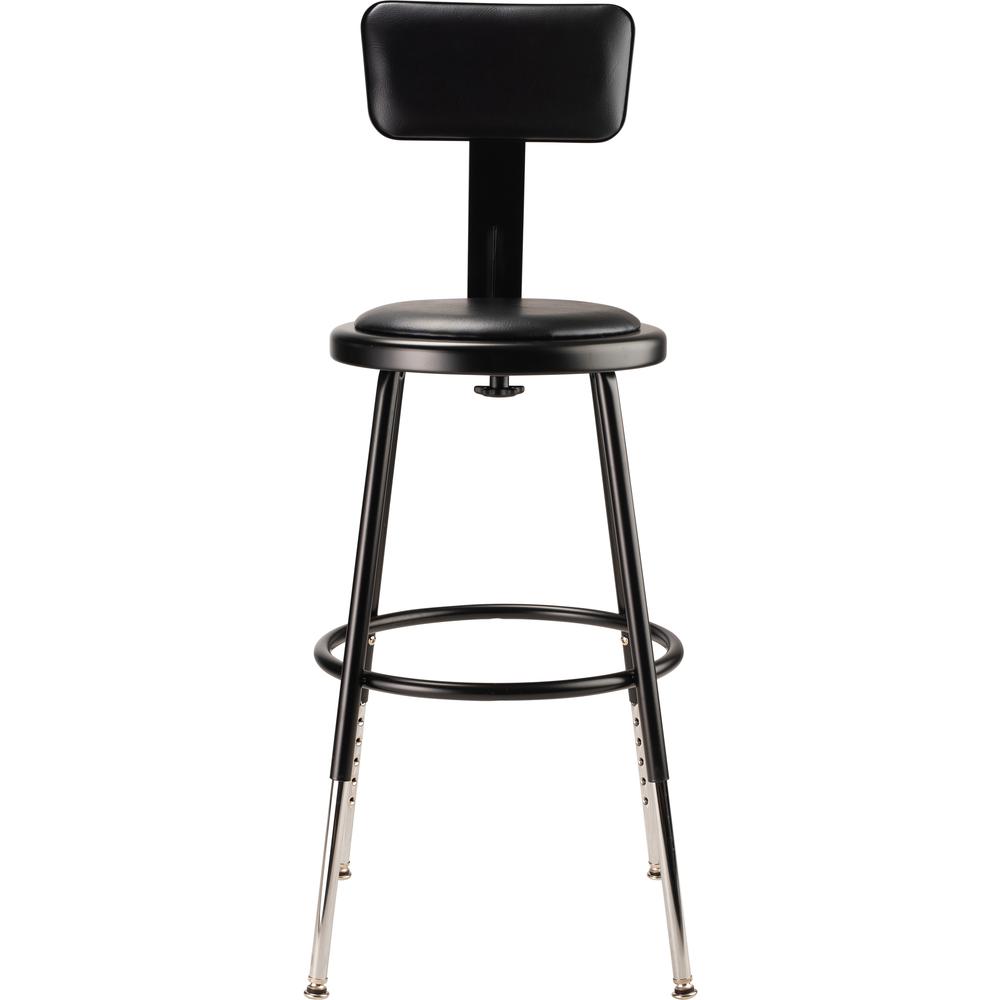NPS® 19"-27" Height Adjustable Heavy Duty Vinyl Padded Steel Stool With Backrest, Black. Picture 2