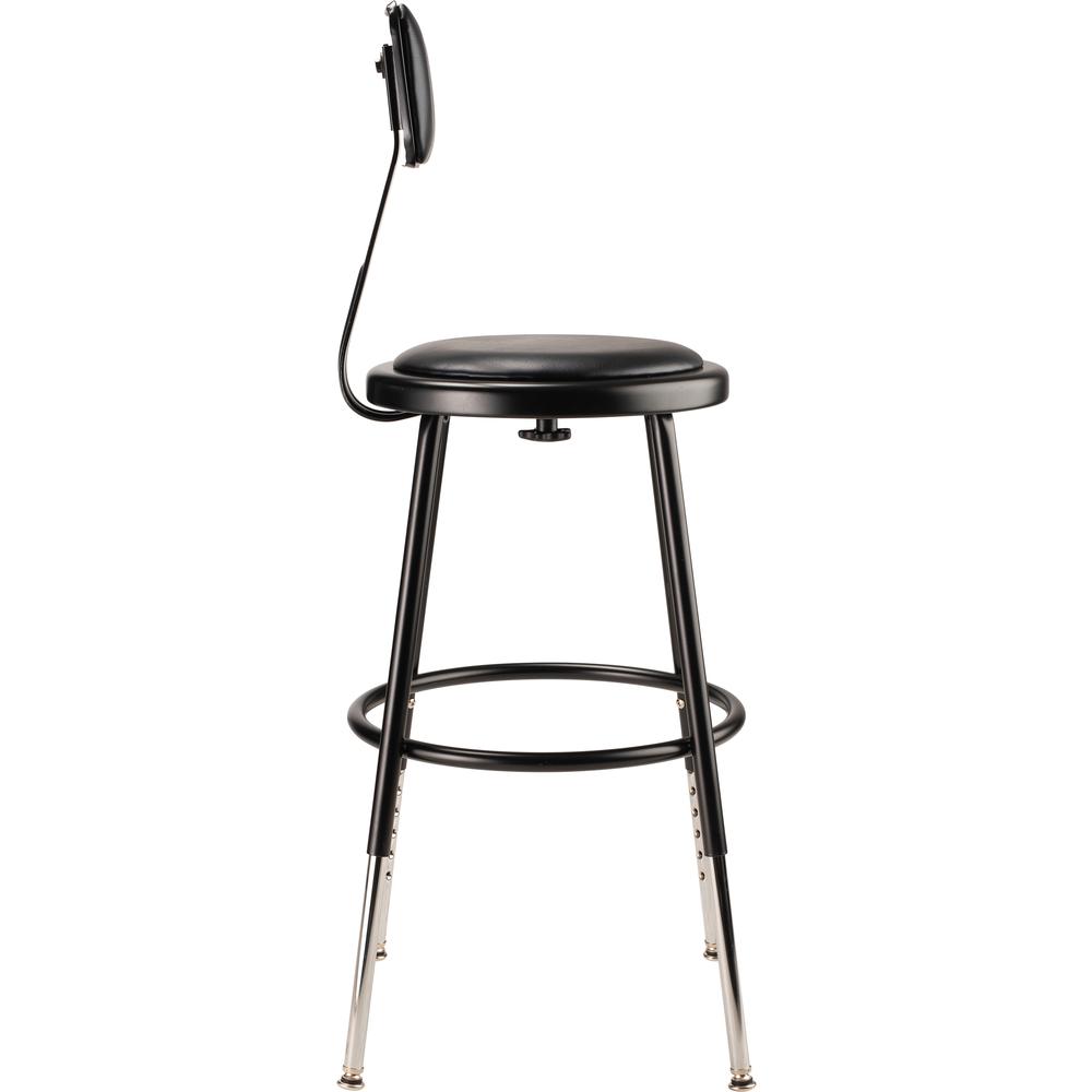 NPS® 19"-27" Height Adjustable Heavy Duty Vinyl Padded Steel Stool With Backrest, Black. Picture 3