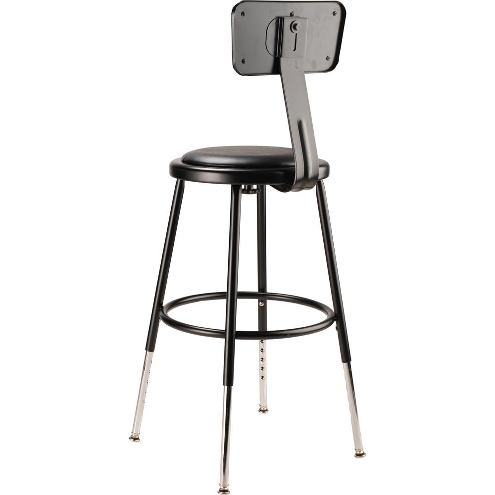 NPS® 19"-27" Height Adjustable Heavy Duty Vinyl Padded Steel Stool With Backrest, Black. Picture 4