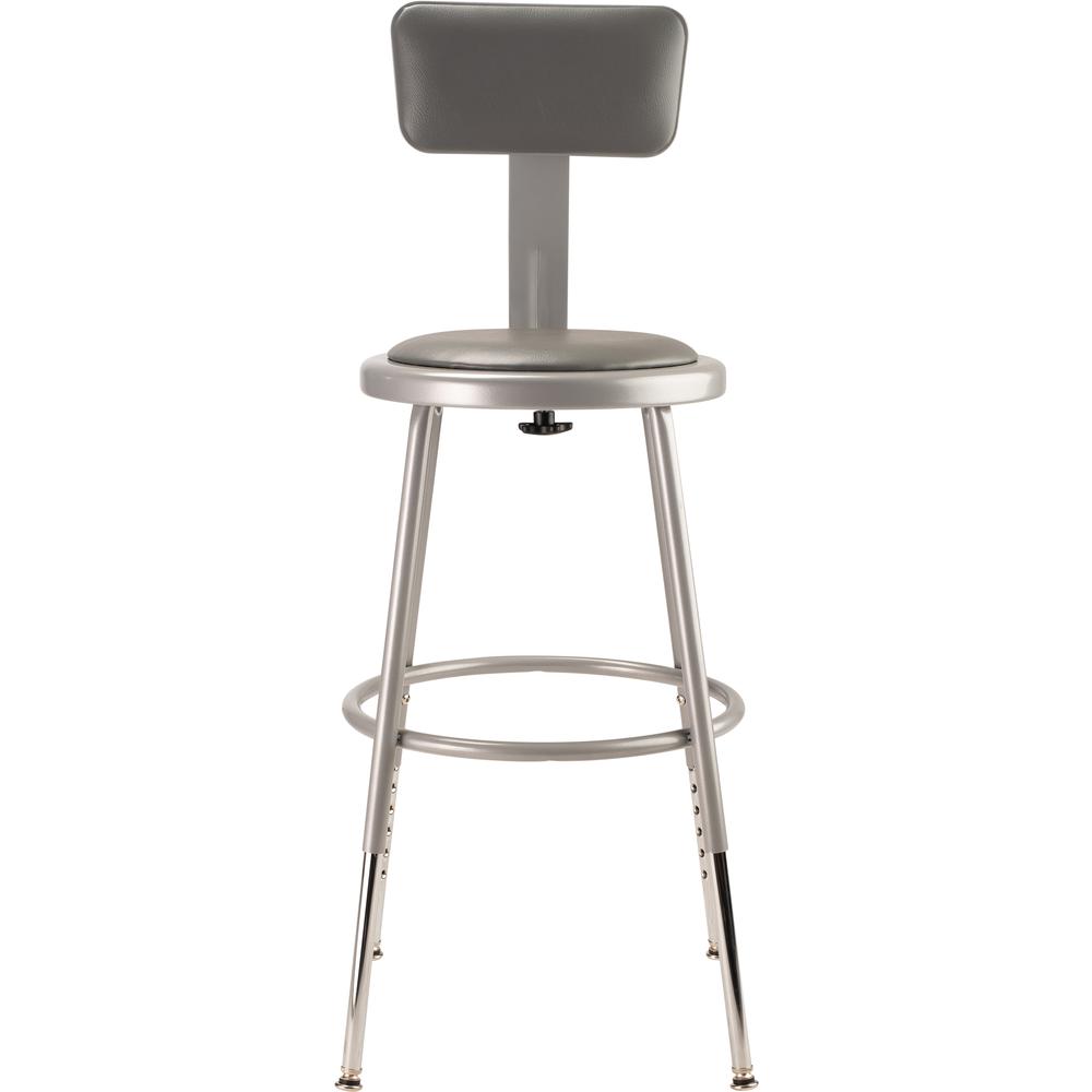NPS® 19"-27" Height Adjustable Heavy Duty Vinyl Padded Steel Stool With Backrest, Grey. Picture 2