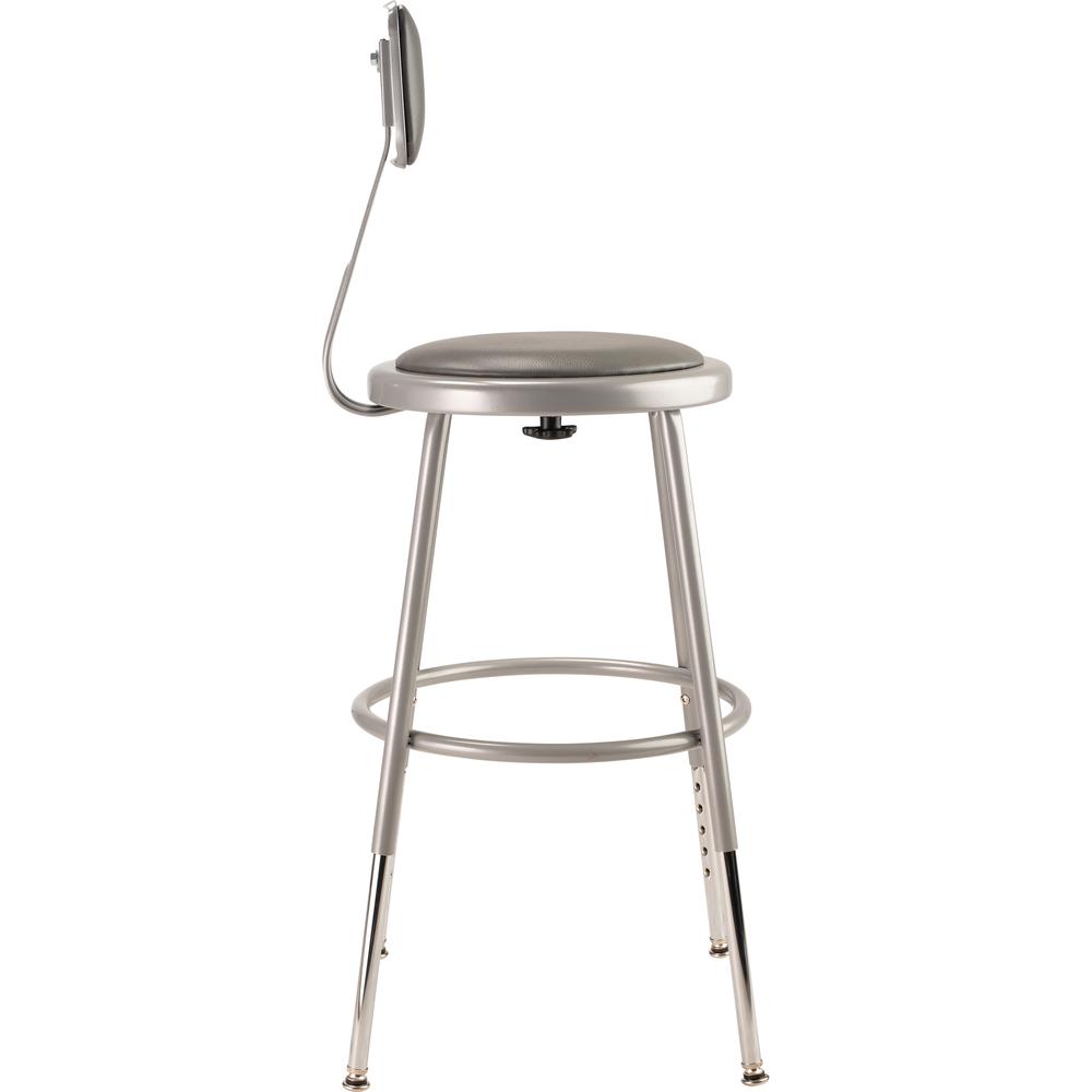 NPS® 19"-27" Height Adjustable Heavy Duty Vinyl Padded Steel Stool With Backrest, Grey. Picture 3