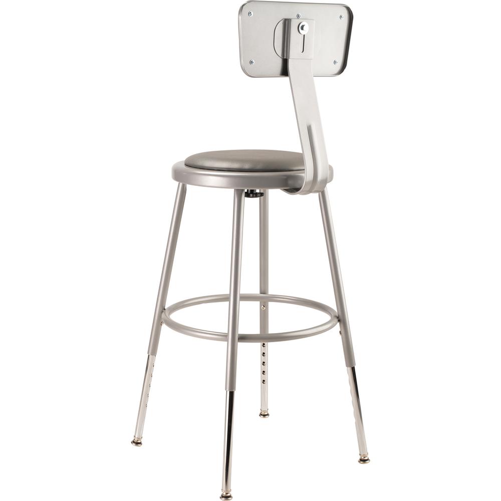 NPS® 19"-27" Height Adjustable Heavy Duty Vinyl Padded Steel Stool With Backrest, Grey. Picture 4