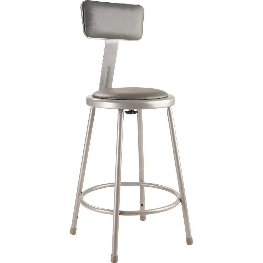 (4 Pack) NPS® 24"Heavy Duty Vinyl Padded Steel Stool With Backrest, Grey. Picture 2