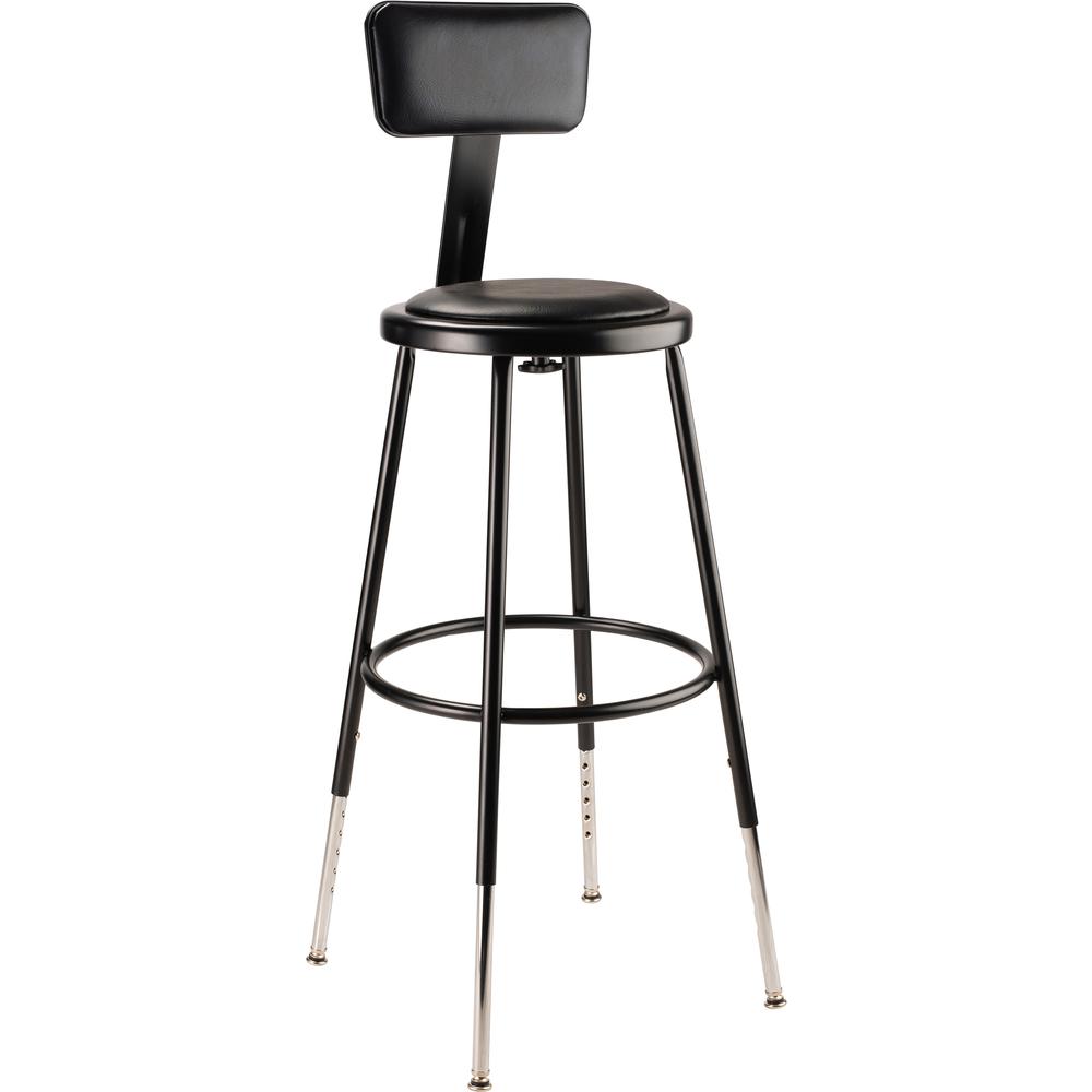 NPS® 25"-33" Height Adjustable Heavy Duty Vinyl Padded Steel Stool With Backrest, Black. Picture 1