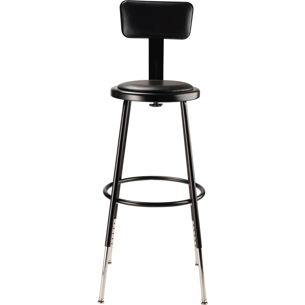 NPS® 25"-33" Height Adjustable Heavy Duty Vinyl Padded Steel Stool With Backrest, Black. Picture 2