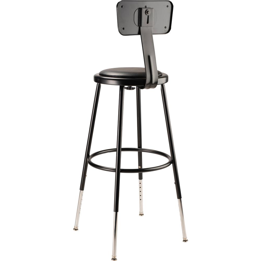 (4 Pack) NPS® 25"-33" Height Adjustable Heavy Duty Vinyl Padded Steel Stool With Backrest, Black. Picture 5