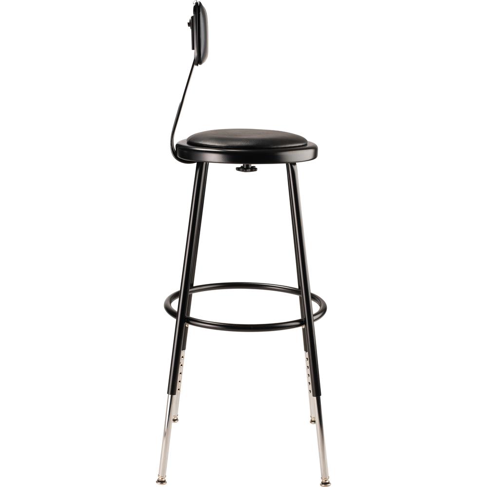 NPS® 25"-33" Height Adjustable Heavy Duty Vinyl Padded Steel Stool With Backrest, Black. Picture 3
