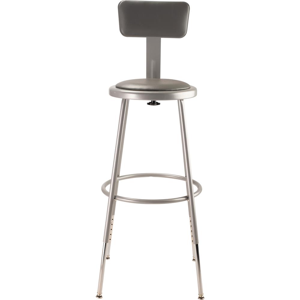 NPS® 25"-33" Height Adjustable Heavy Duty Vinyl Padded Steel Stool With Backrest, Grey. Picture 2