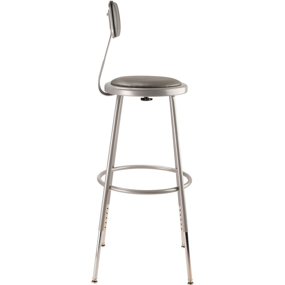 NPS® 25"-33" Height Adjustable Heavy Duty Vinyl Padded Steel Stool With Backrest, Grey. Picture 3