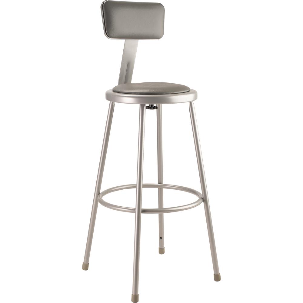 (3 Pack) NPS® 30"Heavy Duty Vinyl Padded Steel Stool With Backrest, Grey. Picture 2
