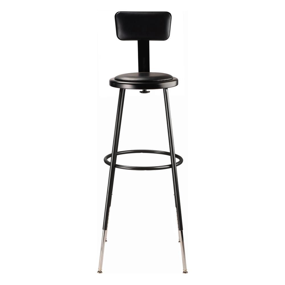 NPS® 32 -39" Height Adjustable Heavy Duty Vinyl Padded Steel Stool With Backrest, Black. Picture 2