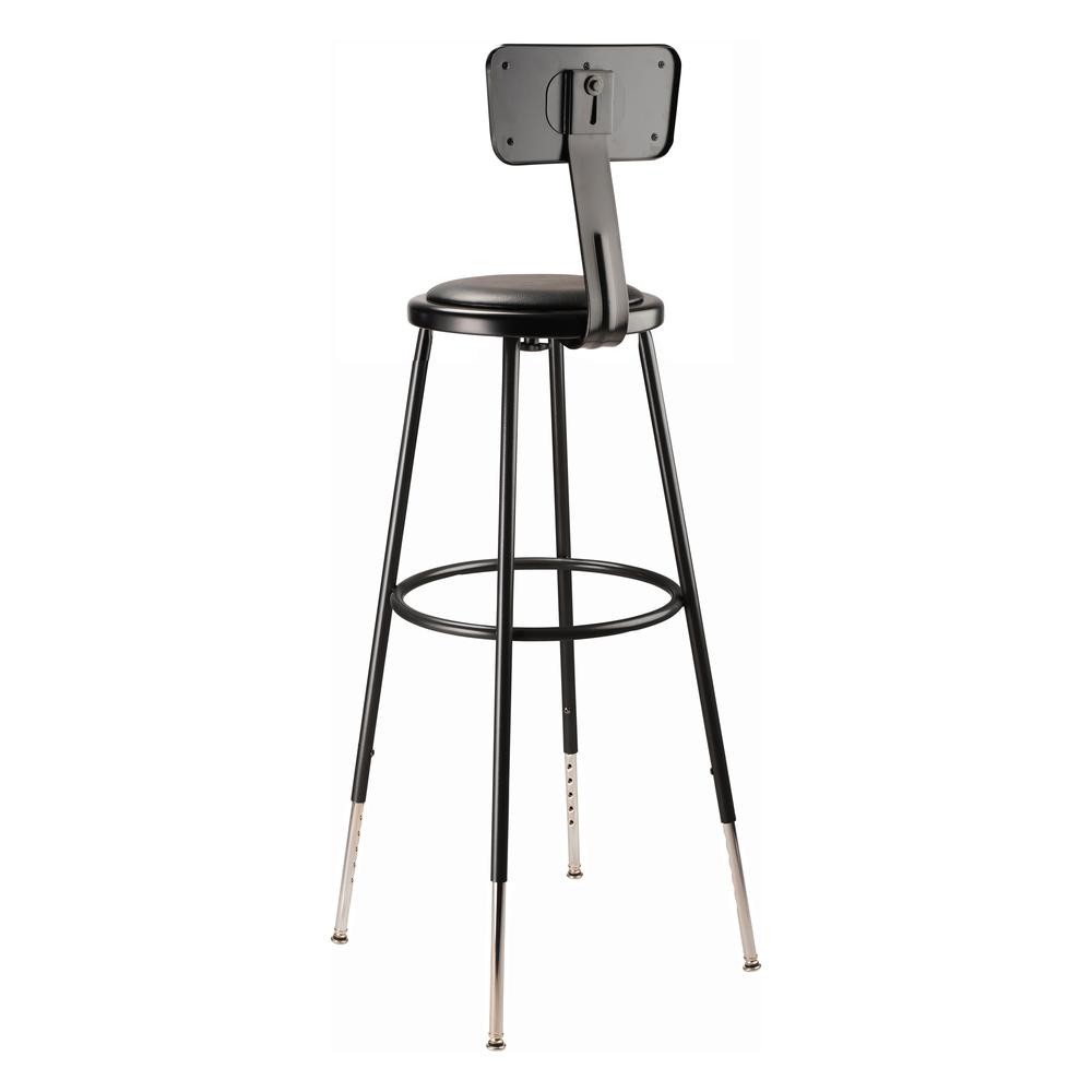 NPS® 32 -39" Height Adjustable Heavy Duty Vinyl Padded Steel Stool With Backrest, Black. Picture 4