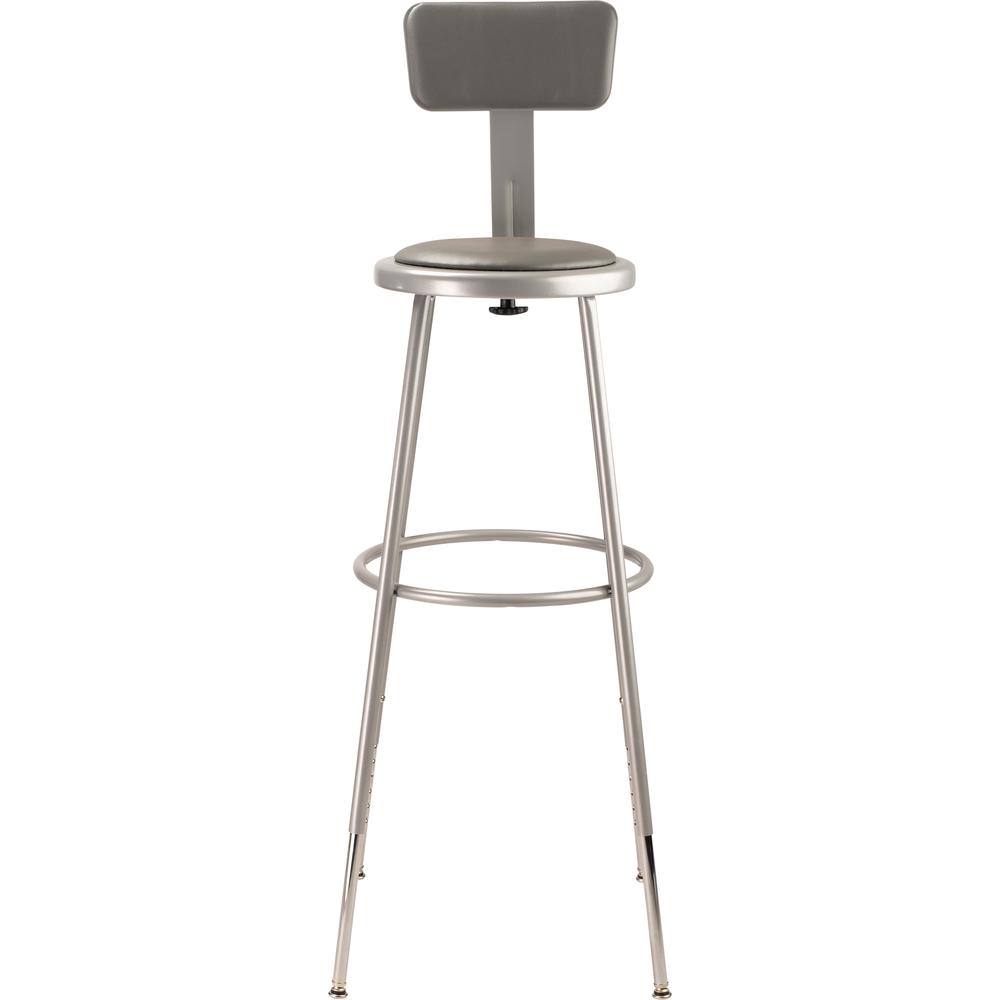 NPS® 32"-39" Height Adjustable Heavy Duty Vinyl Padded Steel Stool With Backrest, Grey. Picture 2