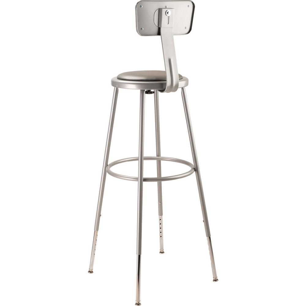 NPS® 32"-39" Height Adjustable Heavy Duty Vinyl Padded Steel Stool With Backrest, Grey. Picture 4