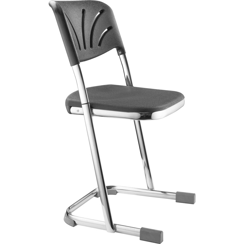 NPS® 18" Elephant Z-Stool With Backrest, Black Seat and Chrome Frame. Picture 1