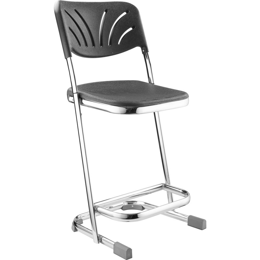 NPS® 22" Elephant Z-Stool With Backrest, Black Seat and Chrome Frame. Picture 1