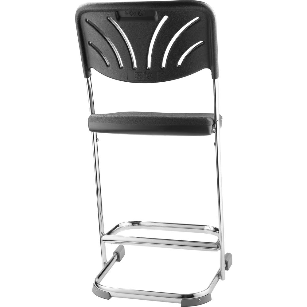 NPS® 22" Elephant Z-Stool With Backrest, Black Seat and Chrome Frame. Picture 3