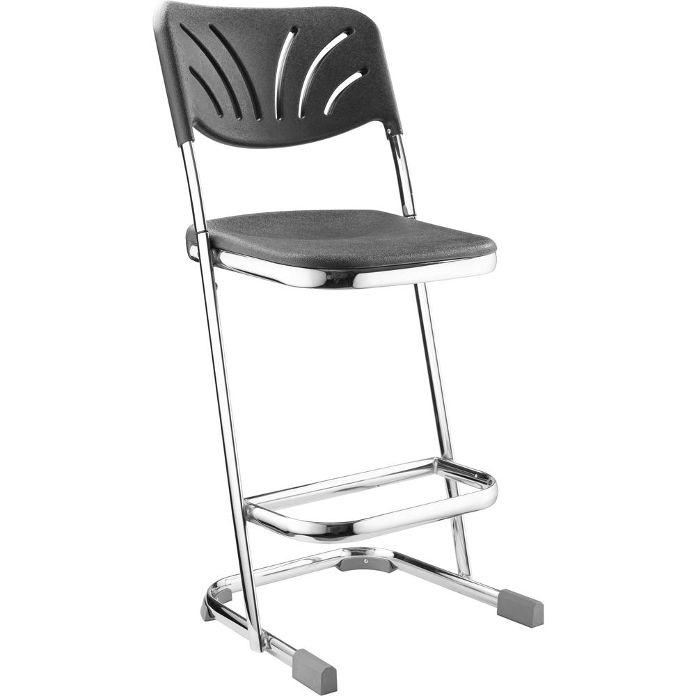 NPS® 24" Elephant Z-Stool With Backrest, Black Seat and Chrome Frame. Picture 1