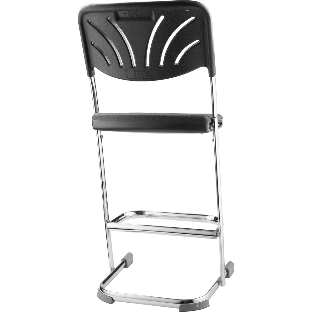NPS® 24" Elephant Z-Stool With Backrest, Black Seat and Chrome Frame. Picture 3