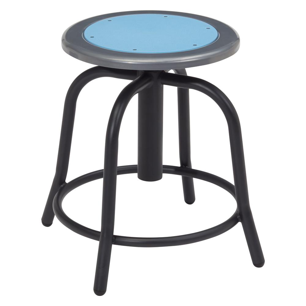 NPS® 18” - 24” Height Adjustable Swivel Stool, Blueberry Seat and Black Frame. Picture 1