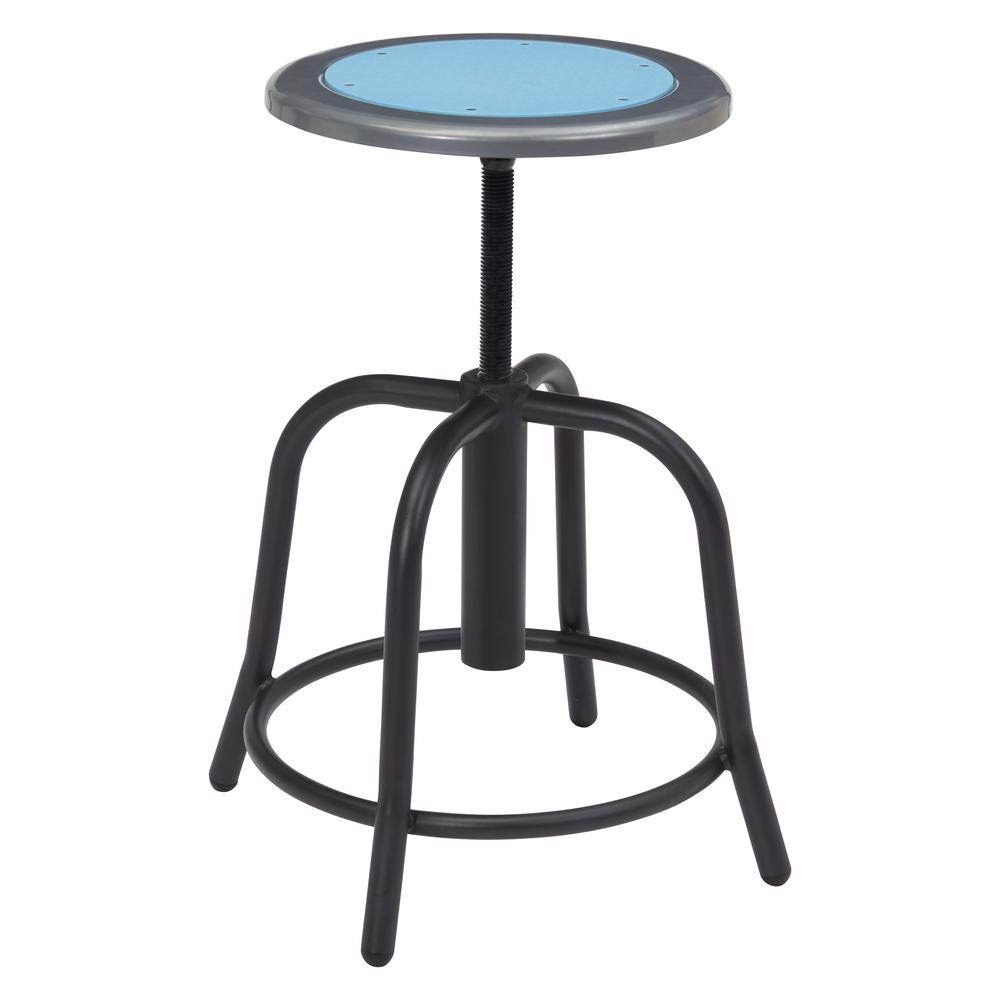 NPS® 18” - 24” Height Adjustable Swivel Stool, Blueberry Seat and Black Frame. Picture 2