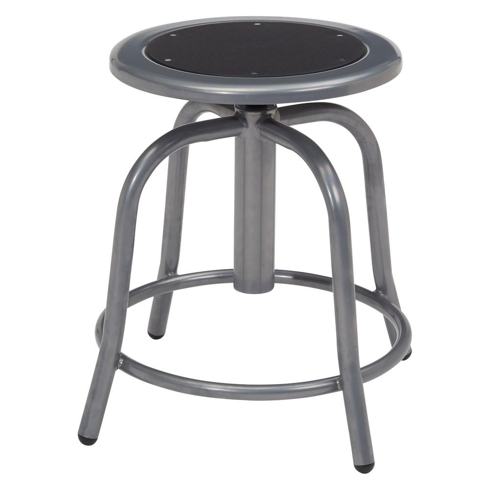 NPS® 18” - 24” Height Adjustable Swivel Stool, Black Seat and Grey Frame. Picture 1