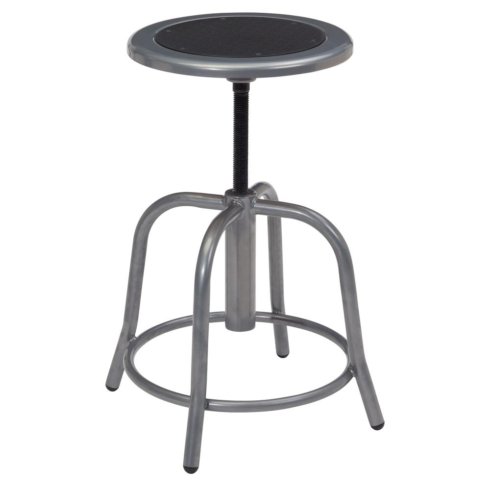 NPS® 18” - 24” Height Adjustable Swivel Stool, Black Seat and Grey Frame. Picture 2
