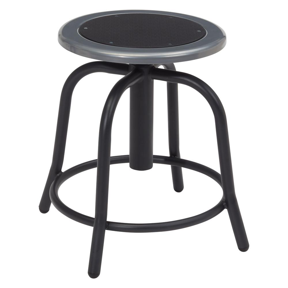 NPS® 18” - 24” Height Adjustable Swivel Stool, Black Seat and Black Frame. Picture 1
